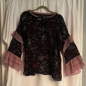 Woman’s size XL ANA black floral sheer top $14